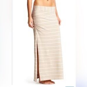 Athleta Cream Ruched Pencil Maxi Skirt